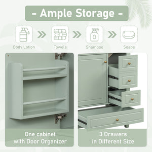 Freestanding Bathroom Vanity With Sink, Soft Close Door, 3 Drawers