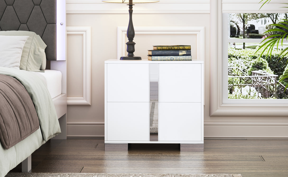 Elegant Nightstand with Metal Foot