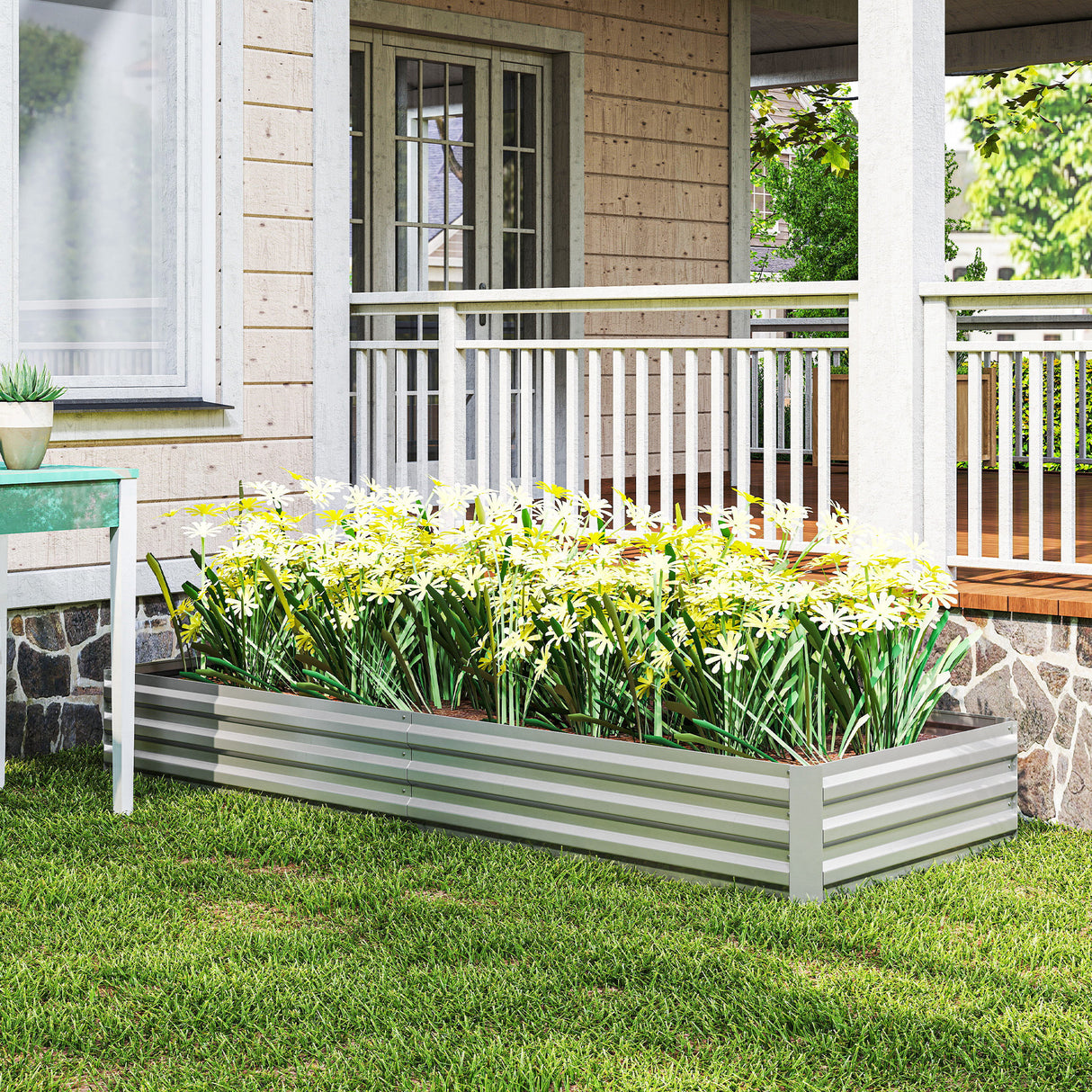 Outsunny 95" x 36" Galvanized Raised Garden Bed