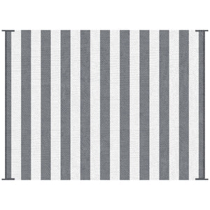 Outsunny - Reversible Outdoor Rug, 9' x 12' Waterproof Plastic Straw Floor Mat, Portable Rv Camping Carpet With Carry Bag, Large Floor Mat For Backyard, Deck, Picnic, Beach - Gray & White Striped