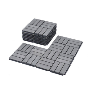 Acacia Wood Interlocking Deck Tiles Checker Pattern For Outdoor Flooring