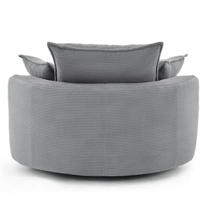 360° Swivel Accent Barrel Chair With Dual Layer Cushion And 3 Removable Pillows