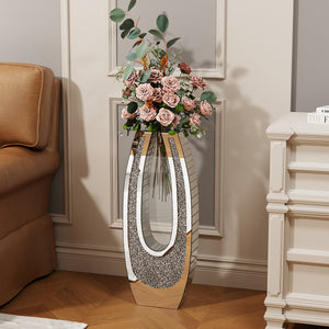 24.01" U-Shaped Floor Vase Shattered Diamond Mirror Surface