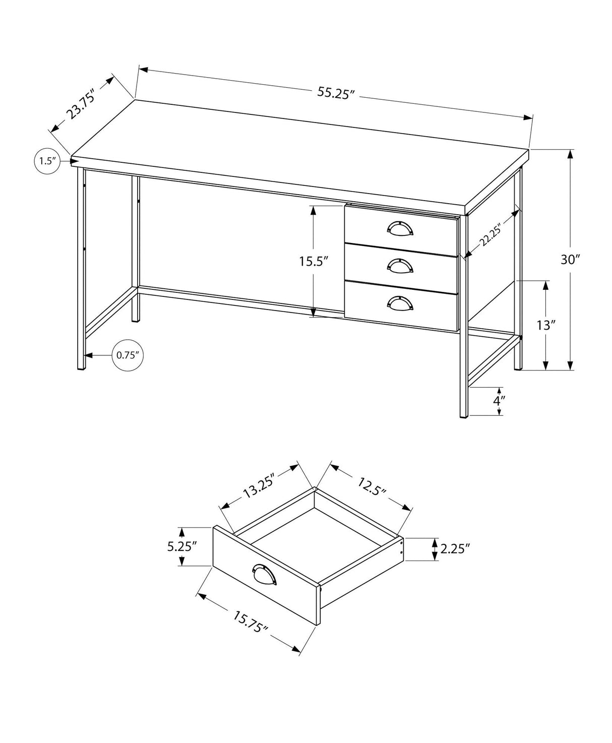 Computer Desk For Home Office, Laptop, 3 Storage Drawers, Contemporary & Moder - Best Buy Furniture