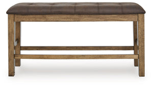 Urbinforte - Double Counter Height Upholstered Bench - Light Brown