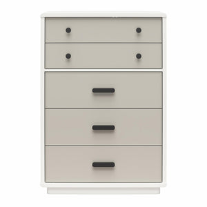 Valencia - 5 Drawer Dresser - White / Gray