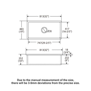 Rectangular Deep Single Bowl, Kitchen Sink With Dual Mount Installation