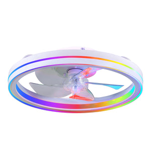 RGB Ceiling Fan with Lights, 19'' Smart LED Bladeless Chandelier Fan