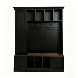 Vibe Haus 62.2'' Farmhouse Hall Tree with Shoe Storage Bench