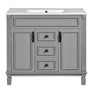Bathroom Vanity With Top Sink, Basin On Cabinet With 2 Soft Closing Doors And 2 Drawers