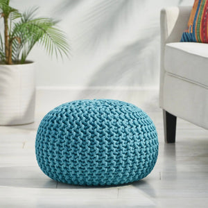 Moro - Knitted Cotton Round Pouf With Pumpkin Shape - Best Buy Furniture