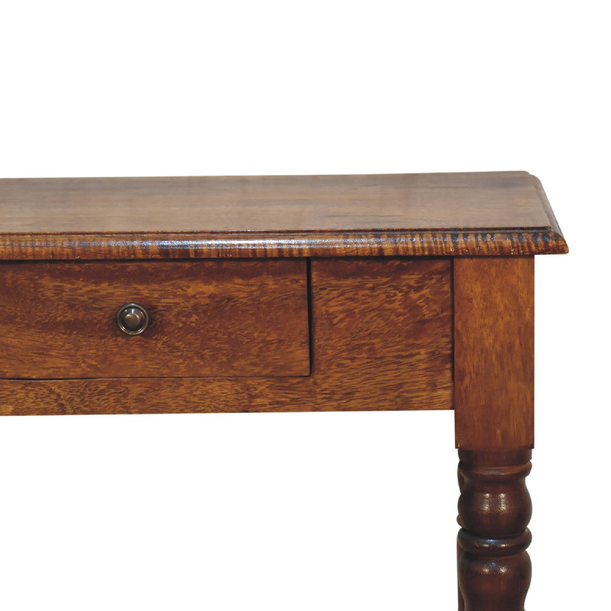Artisan Furniture Solid Wood Chestnut Turned Leg Writing Desk, 1-Drawer
