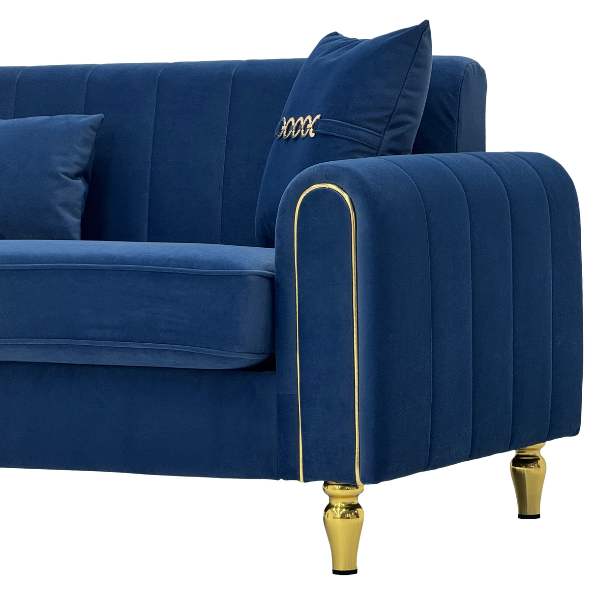 Vintage Blue Velvet 2-Piece Sofa Set