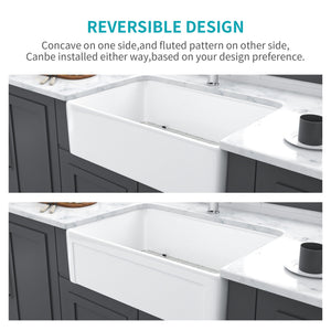 Apron Front Reversible Single Bowl Kitchen Sink & Grid And Strainer