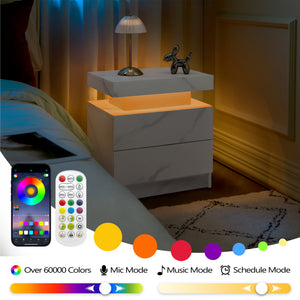Modern LED Nightstand with 2 Drawers