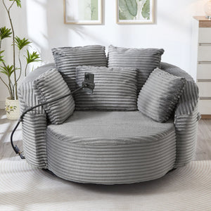 Swivel Accent Barrel Chair With Adjustable Phone Holder