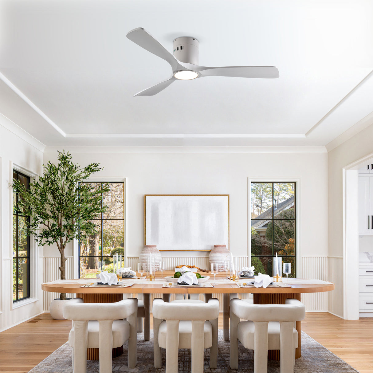 52 Inch Mounting Type Solid Wood Ceiling Fan With Light Kit