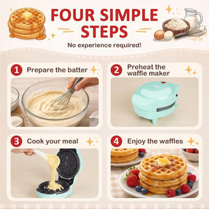 4" Kids Mini Waffle Maker - Waffle Iron with 6PCS Removable Plates