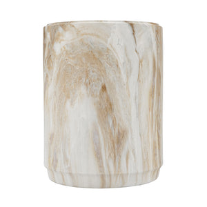 Marble-Look Stool - 18.5-Inch Accent Table