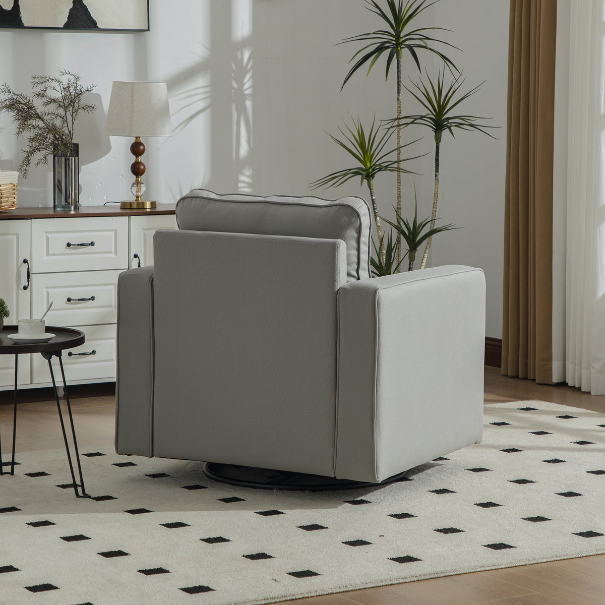 33.6''W Upholstered 360° Swivel Armchair with Hidden Storage