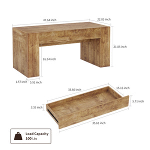 48" Farmhouse Coffee Table with Hidden Storage Drawer