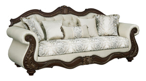 Pierce - Sofa With 5 Pillows - Beige / Cherry - Best Buy Furniture