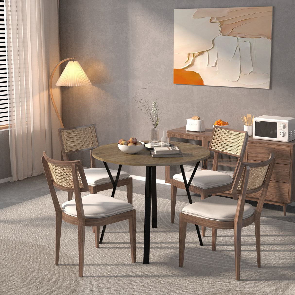 Round Dining Table, For 2 - 4 People - Rustic Brown