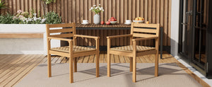 Set of 2 Outdoor Acacia Wood Dining Chairs with Woven Seats