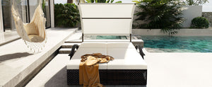 U_STYLE Outdoor Steel Frame Sun Lounger with Adjustable Backrest