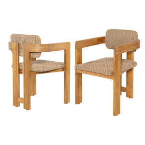 Outdoor Acacia Wood Dining Chair Set of 2