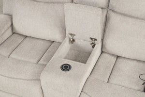 Galya - Motion Loveseat With Console - Light Gray