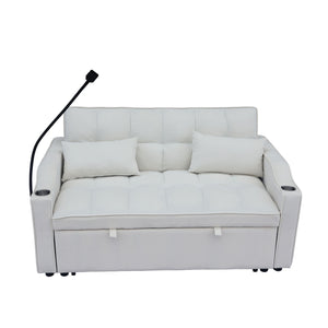 Modern Loveseat Futon Sofa With Pullout Bed, Adjustable Reclining Backrest, Toss Pillows