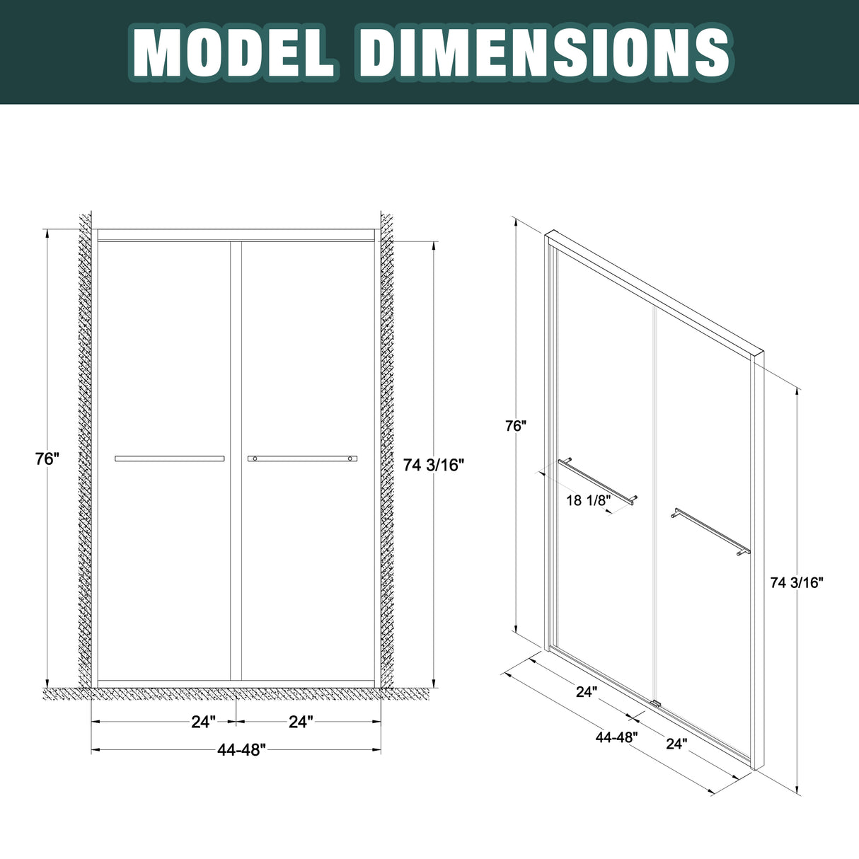 Premium Aluminum Frame Double Sliding Shower Door