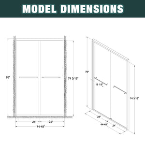 Premium Aluminum Frame Double Sliding Shower Door