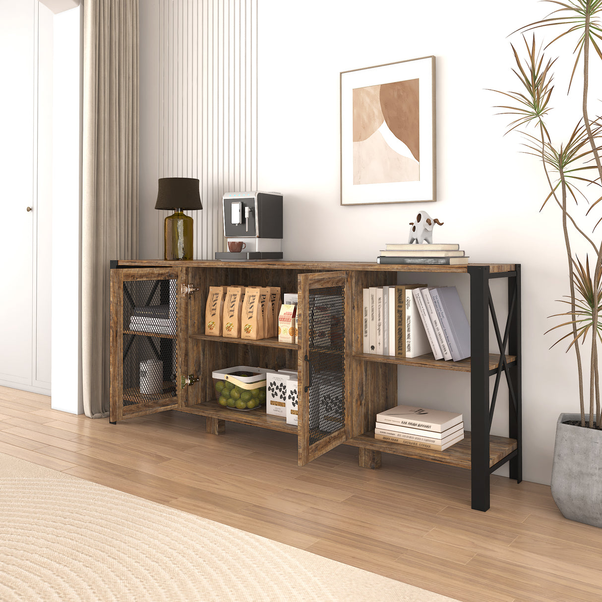 Industrial 80 Inch TV Stand for Living Room & Bedroom
