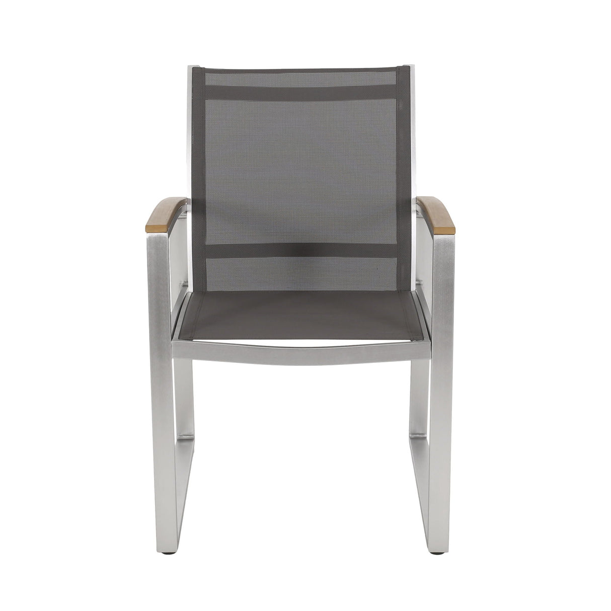 Poetic - Outdoor Dining Chair With Faux Wood Arms And Aluminum Frame (Set of 2) - Gray - Best Buy Furniture