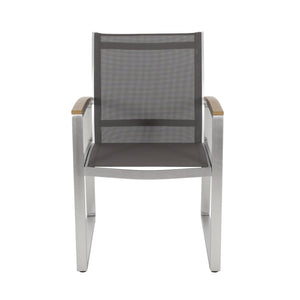 Poetic - Outdoor Dining Chair With Faux Wood Arms And Aluminum Frame (Set of 2) - Gray - Best Buy Furniture