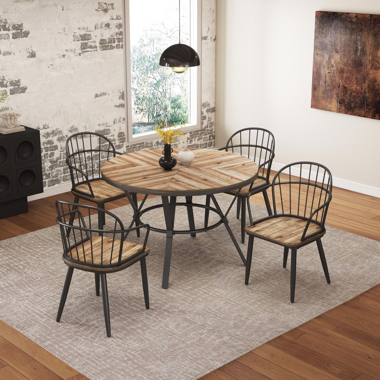 Industrial Inspired Indoor Dining Chair With Metal Legs And Birch (Set of 2) - Black / Natural - Best Buy Furniture