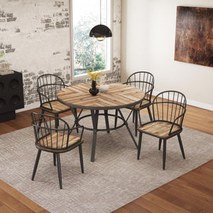 Industrial Inspired Indoor Dining Chair With Metal Legs And Birch (Set of 2) - Black / Natural - Best Buy Furniture