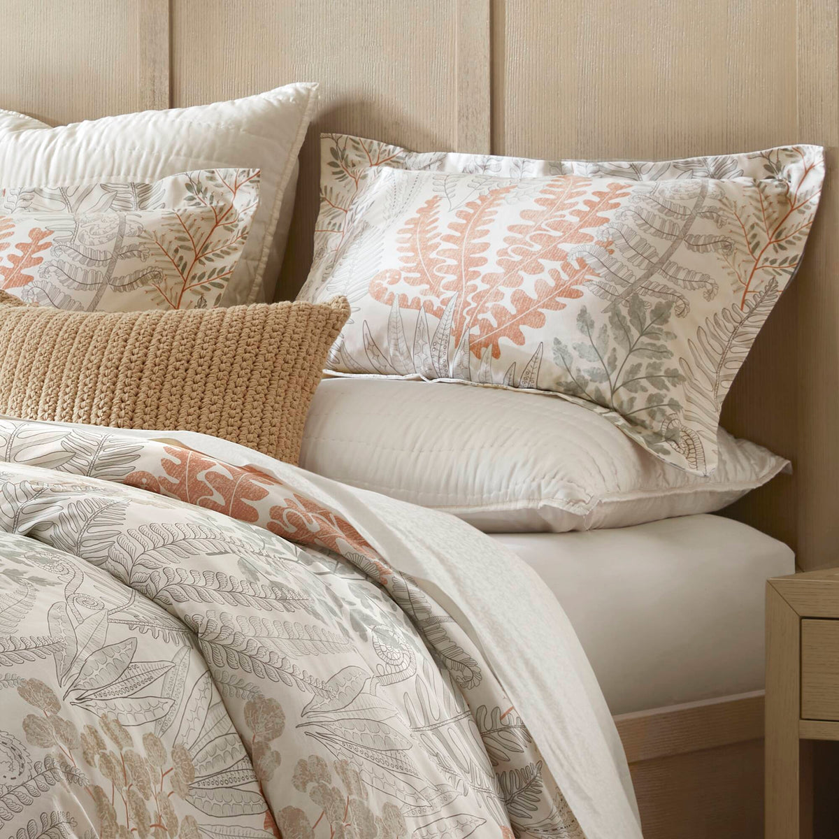 3-Piece Full/Queen Cotton Sateen Duvet Cover Set - Terracotta/Linen