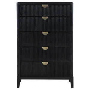 Mason - 5 Drawer Chest With Fluted Design - Black