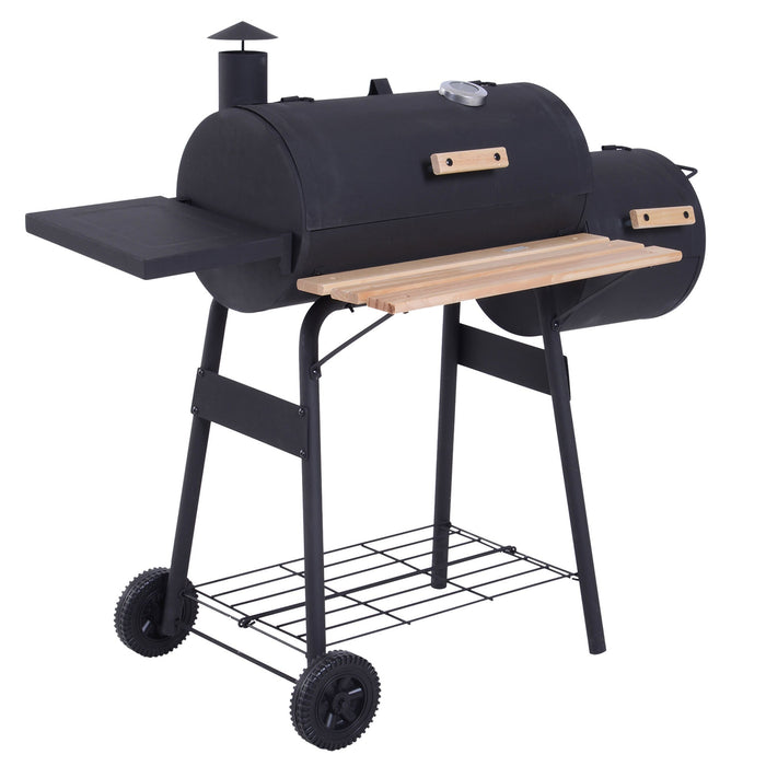 48" Steel Charcoal BBQ Grill and Offset Smoker Combo