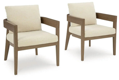 Serene Bay - Arm Chair With Cushion (Set of 2) - Dark Brown / White - Best Buy Furniture