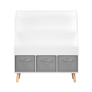 Bookshelf With 3 Bins, Storage Shelf For Toys And Books