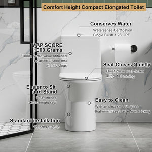 1 Piece Toilet With Dual Flush & Rimless Bowl - Glossy White
