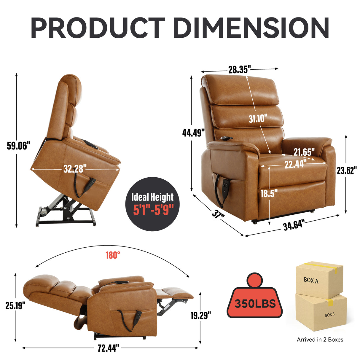 Brown Leatheraire Dual Motor Power Lift Recliner Chair