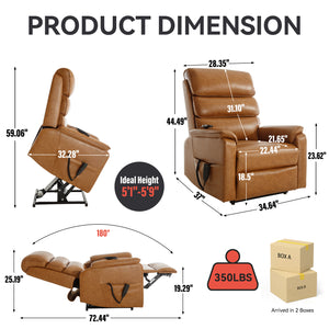 Brown Leatheraire Dual Motor Power Lift Recliner Chair