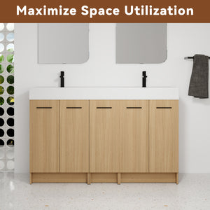 60" Double Sink Bathroom Vanity with Extra-Large Storage
