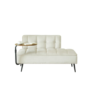 54-Inch Modern Two-Seater Velvet Sofa with Rotating Side Table