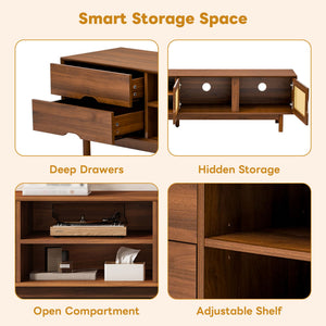 TV Stand For TVs Up To 85", Media Console With 2 Drawers - Walnut